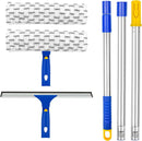 ITTAHO Squeegee for Window Cleaning,12" Squeegee and 11" Microfiber Scrubber Combi with Stainless Steel Pole,Extendable Window Cleaner for Car,Sliding Door,Shower Glass Door-Swivel Style-2 Pads by GreenHaven Gardens