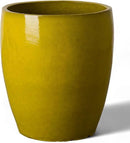 Emissary Bullet 18 in. Mustard Yellow Ceramic Round Planter (18 in. L x 18 in. W x 21 in. H) with Drainage Hole by CozyNest Decor