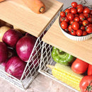 White Fruit Bowl, 2-Tier Fruit Basket for Kitchen Counter, Stackable Wall Mounted Veggie Storage, Snack Organizer, Potato and Onion Storage Basket, Hanging Pantry Organizer with Wood Lid, 2 Set