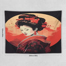 Japanese Woman Geisha Tapestry Asian Cherry Blossom Red Sun Traditional Kimono Folk Tapestries Home Decor for Living Room Bedroom Apartment Farmhouse Dorm 80"x60" by CozyNest Decor