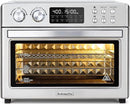 28QT Air Fryer Toaster Oven Combo, Large 12-in-1 Convection Countertop Oven with Next-Gen HeatWave Convection, 3-Layer Cooking, Rotisserie for Chicken, Fits 11" Pizza, Full Accessorie, Stainless Steel by CozyNest Decor