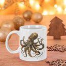 Personalized Unique Name Ceramic Mug 11oz, Customized Steampunk Octopus Mug With Mechanical Themed, Gear-Filled Octopus White Coffee Mug, Gift For Friends, Coworkers, Kids Mug by CozyNest Decor