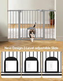 Babelio 29-48" Extra Wide Baby Gate with Adjustable Cat Door,Easy Install Pressure/Hardware Mounted,Auto Close Pet door for Stairs,House,Doorways,Effortless Walk Thru,Gray by TinyTreasures Baby Boutique