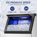 Commercial Ice Maker Machine 120Lbs/24H with 35Lbs Ice Capacity, 45Pcs Clear Ice Cubes Ready in 11-20Mins, Stainless Steel Under Counter Freestanding Large Ice Machine, 2 Water Inlet Modes by CozyNest Decor