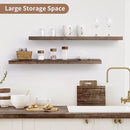 Axeman Floating Shelves for Wall, 8 Inch Deep Rustic Solid Elm Wood Wall Shelves for Storage, Wall Mounted Display Shelving with Invisible Heavy-Duty Metal Bracket, 36'' Width Set of 2, Walnut by CozyNest Decor