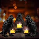 Raven Gothic Home Decor Fake Crow Light Holder Raven Lamp Tealight Candle Holder Resin Raven Statue 3PCS by CozyNest Decor