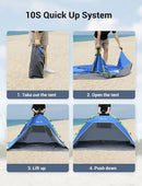 Glymnis Pop Up Beach Tent Sun Shade Shelter for 3-4 Person with UPF 50+, Lightweight & Easy Setup, Vent Windows & Zippered Door, Extended Floor Family Instant Beach Tent by TinyTreasures Baby Boutique