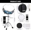 Snare Drum Set, 14" x 5.5" Marching Snare Drum with Stand & Storage Padded Bag + Silent Mute Pad + Drums Sticks + Drumstick Holder + Drums Key + Damper Gels for Adults Kids Beginners (Blue) by TinyTreasures Baby Boutique