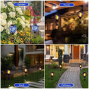 2PCS Solar Hot Air Balloon Lantern with Flickering Flame,Blue Glass Hot Air Balloon Solar Lanterns Outdoor Waterproof Hanging Decorative Light for Patio Porch Yard,Garden Gifts for Women by GreenHaven Gardens