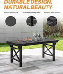 HDPE Outdoor Dining Table, 66.9” Rectangle Patio Dining Table for 6, All-Weather HDPE Outdoor Table with 2.2” Umbrella Hole, HDPE Patio Furniture for Deck, Backyard, Garden, Pool, Obsidian by CozyNest Decor