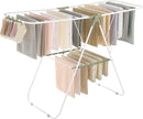 SONGMICS Clothes Drying Rack, with Sock Clips, Metal Laundry Rack, Foldable, Space-Saving, Free-Standing Airer, with 2 Height-Adjustable Gullwings, Indoor Outdoor Use, White and Green ULLR052C01 by TinyTreasures Baby Boutique