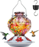 BOLITE Hummingbird Feeder, Hand Blown Glass Hummingbird Feeders for Outdoors Hanging, with Ant Moat and 5 Feeding Ports, 22 Ounces, Peony Flower Shape, Purple, Gifts for Women Men, Gifts for Mom Dad by GreenHaven Gardens