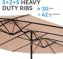 GREEN PARTY 15 ft Rectangle Patio Umbrella with Base Included, Double-Sided Table Umbrella with Crank, Large Outdoor Umbrellas for Patio Poolside Garden Backyard, Beige by GreenHaven Gardens
