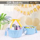 Empty Gift Basket – SweetMemo Mini Woven Rope Organizer Baskets for Gifting, Baby Shower, Desk, Makeup Brushes, Bathroom, Shelves – Small Decorative Storage Bin with Gift Bag & Ribbon – Soft Blue by TinyTreasures Baby Boutique