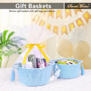 Empty Gift Basket Mini Woven Rope Organizer Baskets for Baby Shower, Vanity, Makeup Brushes, Bathroom, Shelves, Desk - Small Decorative Storage Bins - Set of 2, Pre-Shaped, Soft Blue by CozyNest Decor