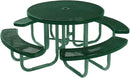 Heavy-Duty Portable Outdoor Picnic Table with Umbrella Hole, Punched Steel Commercial-Grade Patio Furniture Made in America (46" Round Top, Green with Green Frames) by GreenHaven Gardens