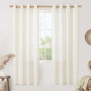 LAMIT Cream Linen Curtains 80 inches Long 2 Panels Set, Sheer White Light Filtering Neutral Drapes with Bronze Grommet for Bedroom/Living Room, 52 x 80 Inch by CozyNest Decor