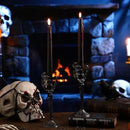 LemonRoad 2 Pcs Halloween Skull Candle Holders Halloween Table Centerpieces Fireplace Decorations Skeleton Gothic Decor Horror Skeleton Skull Candlestick Holders for Home Office Bar Party Supplies by CozyNest Decor
