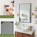 FARMER 26x38 Inch Black Bathroom Mirror, Rectangle Wall Mounted Mirror, Vanity Mirror, Brushed Square Mirror, Framed Bathroom Mirror for Bedrooms, Entryways, Living Rooms, Horizontal/Vertical by CozyNest Decor