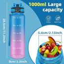 OLDLEY 32 oz Water Bottle, Motivational Water Bottle with Time Marker, Sports Water Bottle With Strap, Leakproof & BPA Free Large Water Bottles for School, Gym, Travel, Outdoor, Tritan,Blue&Purple by CozyNest Decor