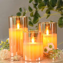 JOSU Flameless Candles 4" 5" 6" Set of 3 Outdoor Indoor Fake Pillars Gold Glass LED Battery Operated Candles Include 10-Key Remote Timer for Wedding Party Halloween Christmas Thanksgiving Fall Diwali by GreenHaven Gardens