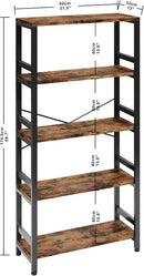 IRONCK Bookshelves and Bookcases, 31.5in Wide Shelf 5-Tier Ladder Shelf 110lbs/shelf Vintage Industrial Style Bookcase for Bedroom Living Room Home, Vintage Brown by CozyNest Decor