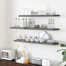 Fun Memories Floating Shelves for Wall, 48"x9.3" Rustic Solid Live-Edge Elm Wood Wall Shelves, Heavy-Duty Floating Shelves with Invisible Brackets for Living Room, Bedroom, and Kitchen, Grey Finish by CozyNest Decor