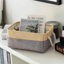 TheWarmHome Decorative Basket Rectangular Fabric Storage Bin Organizer Basket with Handles for Clothes Storage (Gold&Grey, Medium-1Pack,13.8L*9.8W*6.7H) by TinyTreasures Baby Boutique