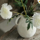 White Ceramic Vase with 2 Handles, Modern Farmhouse Decor, Rustic Terracotta Pottery, Decorative Flower Vases, Clay Small Vase, Centerpiece for Dining Table - 7 Inch Tall by GreenHaven Gardens