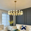 Modern 36" Gold Round Chandelier Light Fixture, K9 Crystal Chandeliers for Dining Room, Living Room, Dining Room Chandeliers Over Table, Chandelier for Bedroom, Foyer, Includes 36XG4 Bulbs