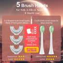Kids U Shaped Electric Toothbrush Ultrasonic Automatic Brush with 5 Brush Head 6 Clean Modes IPX7 Waterproof Whole Mouth Rechargeable Smart Timer Toothbrushes for Children Age 2-7 (Blue) by TinyTreasures Baby Boutique