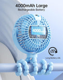 SWEETFULL Portable Stroller Fan with Display 4000mAh Battery Powered Mini Clip On Fan, 4-Speed Rechargeable Small Personal Cooling for Baby Car Seat Crib Travel - Blue by TinyTreasures Baby Boutique