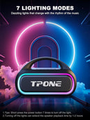 TPone Portable Bluetooth Speaker, 30W Peak, 12H Playtime, IPX5 Waterproof with Light, TWS Pairing, Wireless Speaker for Home/Party/Outdoor/Beach, Birthday Gift (Black) by TinyTreasures Baby Boutique