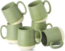 Hasense Stoneware Coffee Mugs Set of 6, 15 Oz Large Coffee Cups with Handle, Tea Mugs for Men and Women, Modern Coffee Mug for Cappuccino, Milk, Cocoa, Microwave & Dishwasher Safe, Green by CozyNest Decor