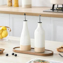vancasso 16 Oz Ceramic Olive Oil Dispenser Bottle, Bottle Dispenser with Spout and Funnel for Kitchen,Suitable for Oil, Vinegar, Coffee Syrups & Other Liquids，Cream by CozyNest Decor