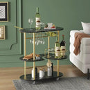 Black Bar Carts with 4-Tier Storage Shelves, Mobile Bar Serving Cart with Wine Rack and Glass Holder, for The Home, Kitchen, Living Room, Dining Room by CozyNest Decor