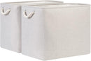 Bidtakay Fabric Beige Baskets Extra Large Organization Baskets for Clothes Set of 2 Collapsible Storage Bins for Shelves Cabinet 17x12x15 In Organizing Bins for Bedroom Blankets Pillow Towels Storage by TinyTreasures Baby Boutique