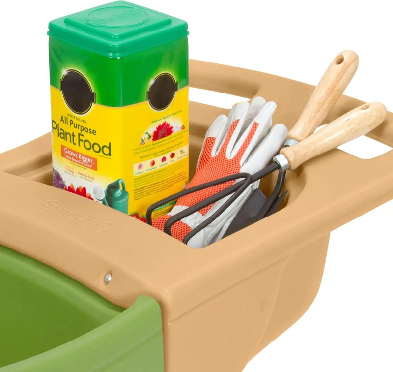 Simplay3 Easy Haul Wheelbarrow with Garden Tool Storage Tray, Durable Heavy-Duty Plastic Wheelbarrow with Large Easy Turn Wheels - Green, Made in USA…, photo 3 of 6
