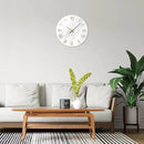 White Small Wall Clocks Battery Operated Marble Analog Clock for Bedroom 12 Inch Round Silent Wall Clock Modern by CozyNest Decor
