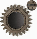 Honiway Farmhouse Wall Decor Mirror 12 inch Sunburst Boho Wood Mirror Rustic Home Decor Room Decoration for Bedroom Living Room Weathered Grey by CozyNest Decor