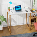 PayLessHere | 32 Inch Computer Desk | White Gold | Office Desk with Metal Frame, Adjustable Feet | Water-Resistant, Scratchproof Surface | Sturdy Writing Table for Home Office or Study | Pack of 1 by CozyNest Decor