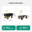 SUNNYFEEL 900 Lbs Capacity Heavy Duty Mesh Steel Garden Cart,Folding Utility Cart with Removable Side Nets, Non-Slip Rubber Base, Black & Yellow,Upgraded Version by GreenHaven Gardens