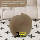 MeMoreCool Round Stuffed Pouf Ottoman Foot Rest, Floor Pouf Foot Stool with Soft Foam Chunk Filling, Small Round Ottoman Footstool Circle Footrest for Living Room, Light Coffee by CozyNest Decor