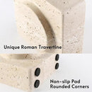 Koville Marble Square Book Ends, Heavy Duty Book Holders, Bookends for Shelves, Office Bookshelf Decor for CDs/Video Games(Travertino Romano) by CozyNest Decor