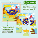 Wooden Puzzles for Toddlers 2-4, 9 Pieces Dinosaur Jigsaw Puzzles for Kids Ages 3-5, Preschool Learning Activities, Learning & Educational Toys, Gifts for Boys, Girls by TinyTreasures Baby Boutique