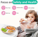 Stainless Steel Baby Plate with Suction, 9” Divided Toddler Plates with Removable Silicone Sleeves for Kids, Non-Toxic Non-Slip Unbreakable Dishwasher Safe Dinnerware Set of 2, Pink & Beige by TinyTreasures Baby Boutique