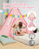 6 Pack Teepee Tent for Kids with Inflatable Airbed, Light, Toddler Tent Children Room Tents, Slumber Party Sleepover Tents, Indoor Outdoor Kids Playtent Playhouse for Girls & Boys by TinyTreasures Baby Boutique
