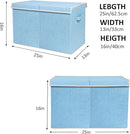 popoly Large Toy Box Chest with Lid, Collapsible Sturdy Toy Bin Storage Organizer Boxes Baskets for Kids, Boys, Girls, Nursery, Playroom, 25"x13" x16" (Linen Blue) by TinyTreasures Baby Boutique