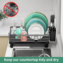 MOUKABAL Dish Drying Rack, Dish Rack, Large Dish Racks for Kitchen Counter, Drying Rack Kitchen with Removable Utensil Holder, Drainboard (Grey/Gray) by CozyNest Decor