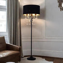 Wellmet Black Crystal Drum Shade Floor Lamp, 6 Light Black Gold Shade, Candle Base, for Living Room, Bedroom, Reading Room, Hallway, Corridor by CozyNest Decor